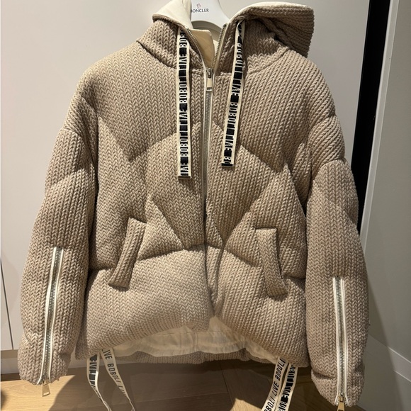 Tan Hooded Puffer Jacket with Drawstrings - Picture 3 of 5